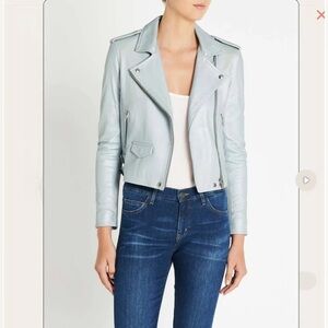Iro Ashville Leather Women Jacket in Blue Size 36